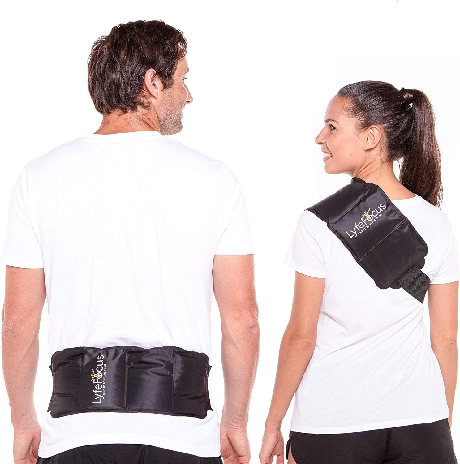 LyfeFocus Premium Multi-Use Reusable Hot & Cold Pack - Ice Compression Gel Pack for Shoulder, Leg & Back Pain Relief: Microwaveable & Freezable Wrap for Heat/Ice Injury Therapy