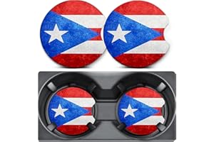 LMZLJZ 2 Pack Car Coasters for Cup Holders,Puerto Rico Flag Car Cup Holder Coasters,2.75" Universal Size Anti Slip Rubber Mat,Car Cup Holder Decal Decor,Puerto Rico Flag Gifts for Men,Women