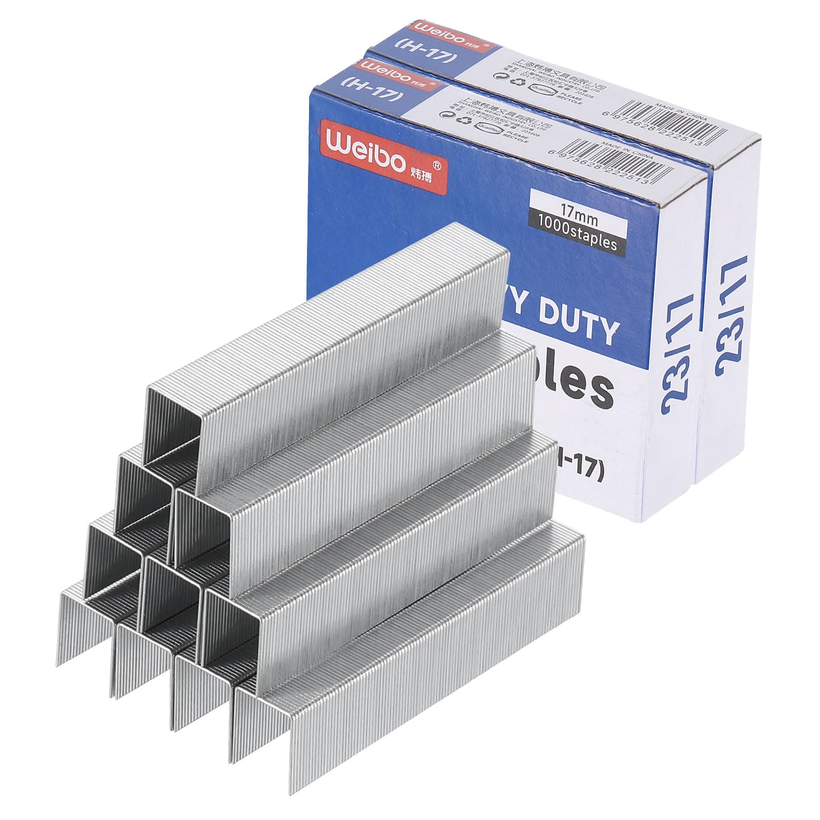 PATIKIL 23/17 Staples for Stapler, 2Box 2000pcs 11/16" Leg Length Standard Flat Clinch Chisel Point Staples Jam-Free for Office Desktop Home Supplies, Silver