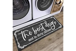 KOZYFLY Laundry Room Rug Runner 20"x48" Non Slip Laundry Rug Kitchen Rugs Washable Laundry Room Mat Waterproof Mudroom Floor Carpet Runner Bathroom Decor Farmhouse Rugs, 2x4, Dark Grey