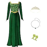 Cuzeolin Princess Costume Dress for Women Long Sleeves Green Velvet Gown Elegant Party Dress