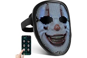 BAISEMAIN Christmas Gift for Men Women LED Face Mask Led Mask with Bluetooth for Costume Cosplay, Party, Halloween Mask Lightweight, 115 Graphics (45 GIFs, 70 IMGs) Cool Mask for Fests, Events, Cosplay, Parties