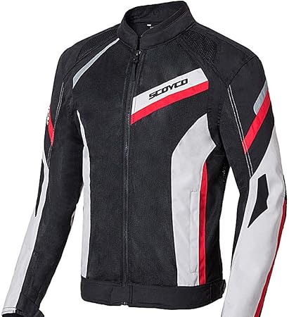 Amazon バイクジャケット メッシュジャケット ライディングジャケット プロテクター付き ライダースジャケット 夏用 メンズ レーシング服 バイク用品 防風 通気性 保護力 オートバイウエア バイクウェア 保護力 春夏秋冬用 Lレッド ジャケット 車 バイク