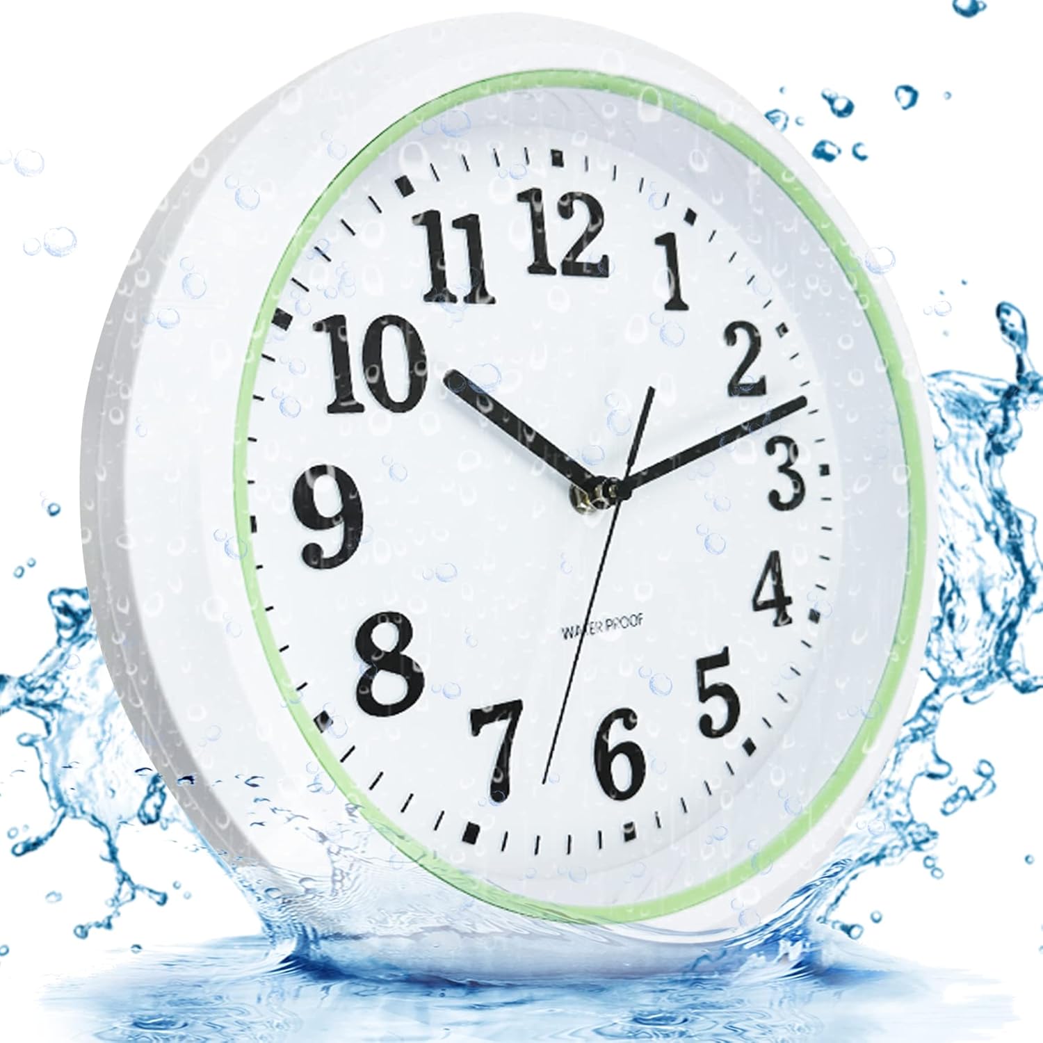 Outdoor Clocks - The B-Style TB 12 Inch Outdoor Clocks Waterproof Outdoor Wall Clocks for Patio Outside Clock Sealed Silent Non-Ticking Indoor Clock Battery Operated Quartz Round Clock for Pool Bathroom Garden (Green)