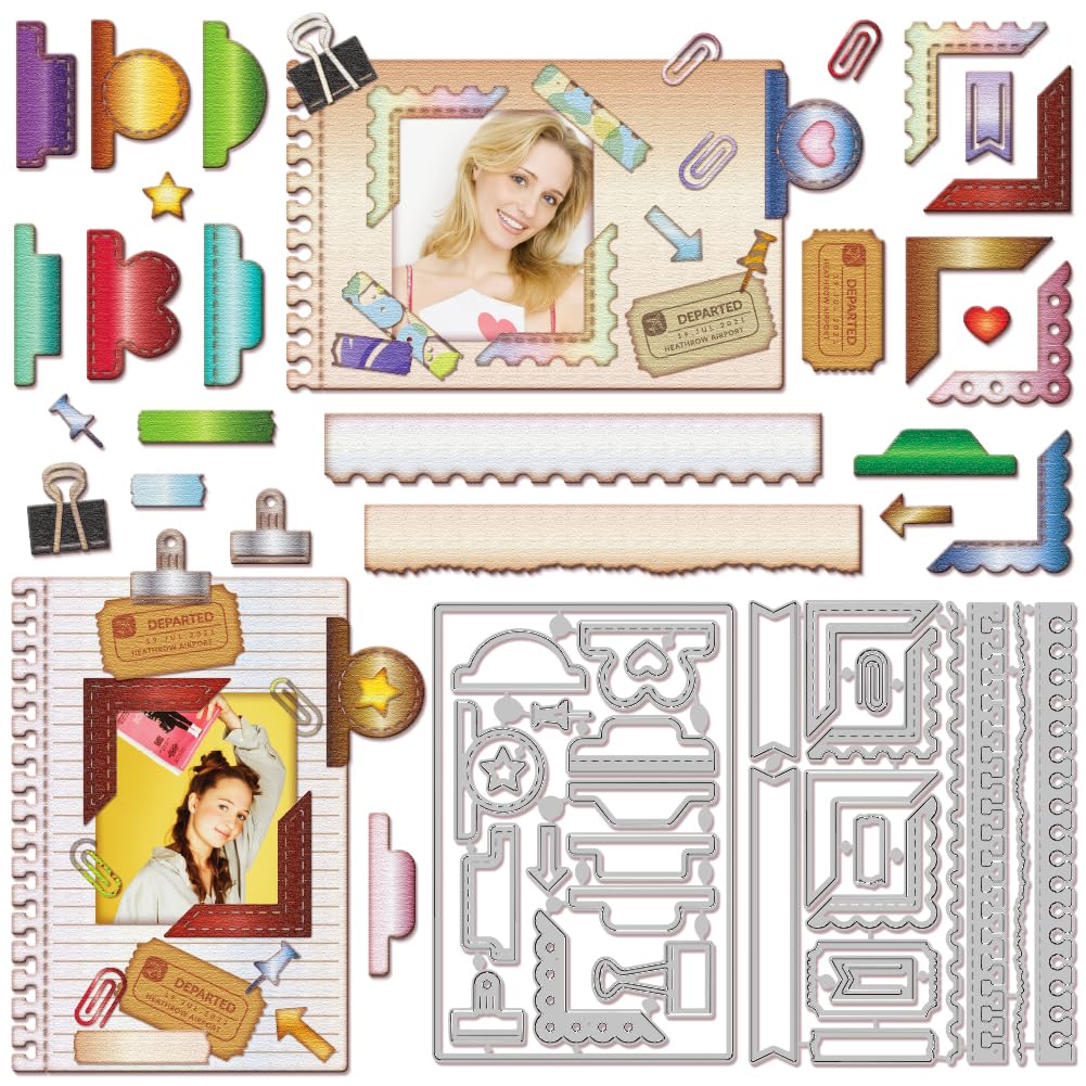 GLOBLELAND Metal Photo Decoration Corner Cutting Dies Card Frame Cutting Die Metal Planner Leaflet Die for DIY Scrapbooking Photo Album Decorative Embossing Paper Card 6x4.1inch