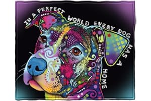 Dawhud Direct Colorful Dog Fleece Blanket for Bed, 50" x 60" Dean Russo II Dog Fleece Throw Blanket for Women, Men and Kids - Super Soft Plush Dog Blanket Throw Plush Blanket for Dog Lovers