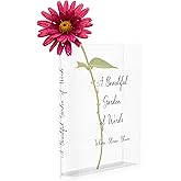 Skywin Acrylic Book Vase, Unique Book Vase for Flowers, Home Decor, Centerpieces, and Housewarming Gifts (Clear with Black Print)