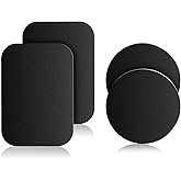 SANITRO Mount Metal Plate for Cell Phone Magnet Holder Magnetic Car Mount with Strong Adhesive Sticker, 2 Round and 2 Rectang