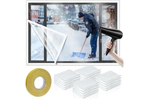 CHIVERTION 12 Pcs Window Insulation Kit Total 63 × 564 inches POF Shrink Film Insulator Fits up to 12 Windows with Double Side Tape Waterproof Insulation kit for winterizing Winter