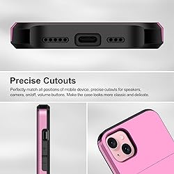 SAMONPOW for iPhone 15 Case with Card Holder Heavy