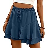 Lepunuo Flowy Shorts for Women Boho Ruffle Tiered Butterfly Skorts High Waist Mini Skirts Casual Shorts