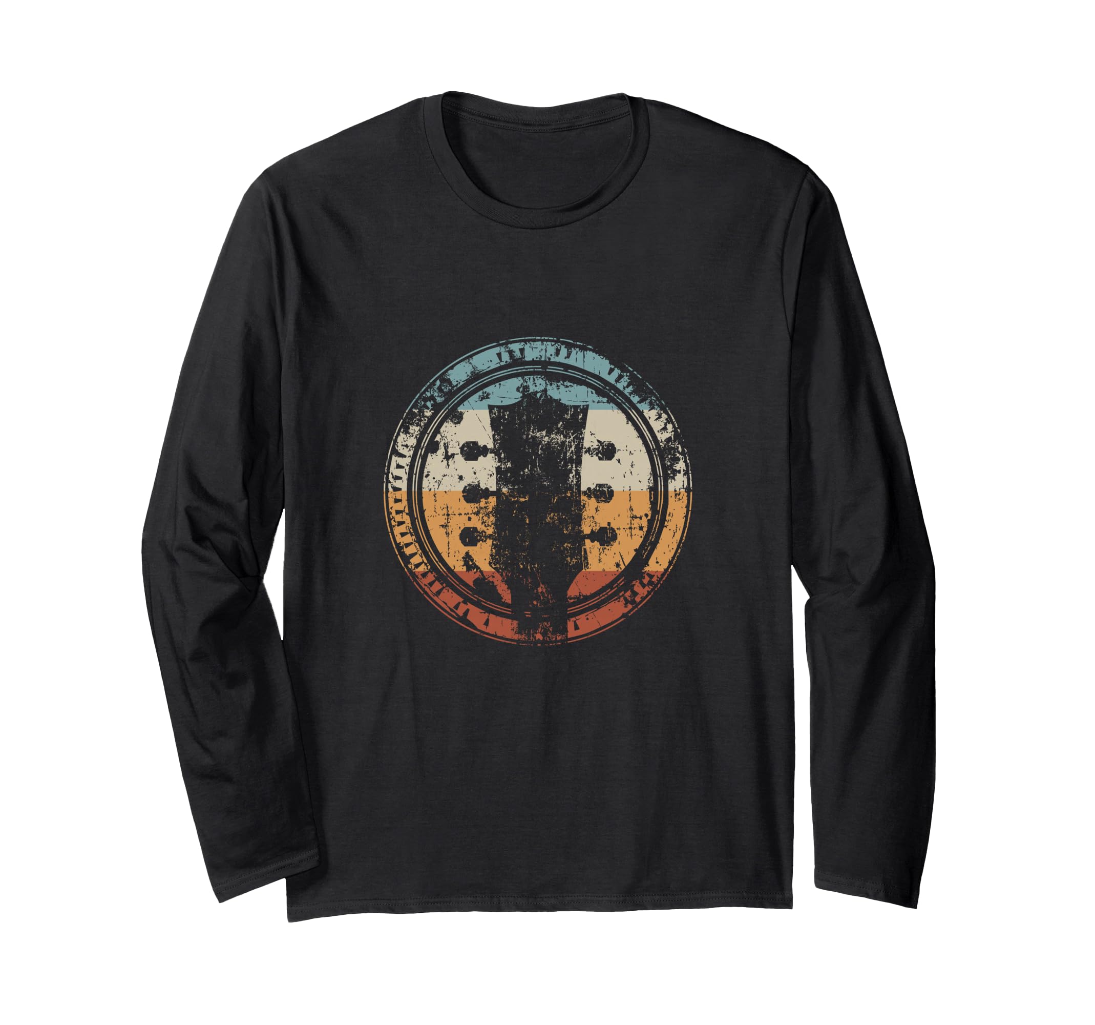Vintage Guitar Headstock Icon for Guitarist Long Sleeve T-Shirt