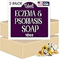Eczema Soap Bar for Face and Body – All Natural Dermatitis, Psoriasis Treatment for Dry Itchy Sensitive Skin Relief – Gentle Detoxifying, Healing, Anti-Itch, Oatmeal Goat Milk Wash for Kids, & Adults