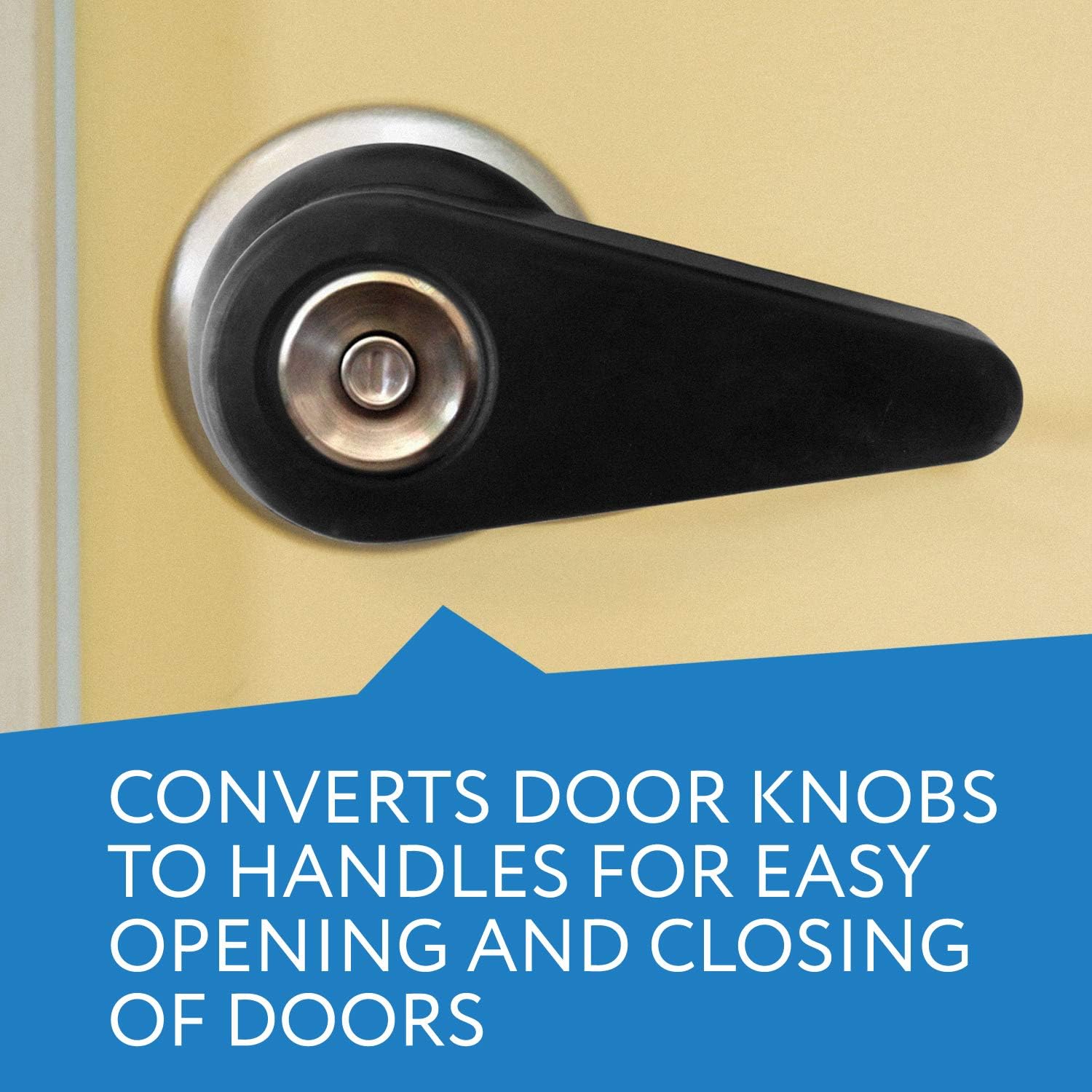 Two Pack Door Handle Extension, Soft Rubberized Doorknob Extension, Converts Knob Style Doors to Handles for Easy Accessibility for Elderly, Disabled, Children, Fits Door Knobs 2" to 2.5": Health & Personal Care