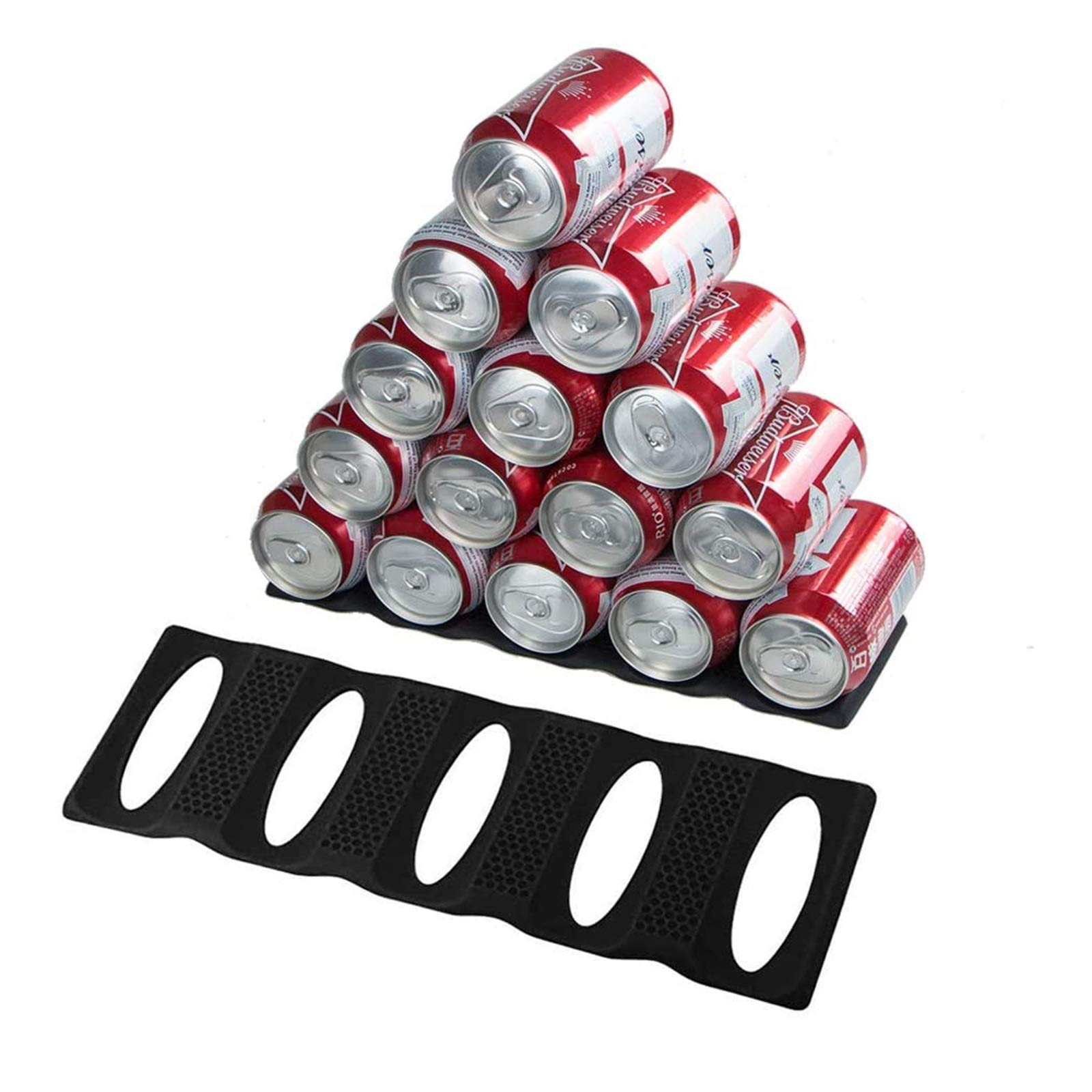 webake Fridge Bottle Racks Silicone Can Stacker for Fridge 2 Pcs Bottle Holder Portable Drink Organiser for Water Bottles, Beer, Food Cans in Fridge, Table, Cabinet, Black