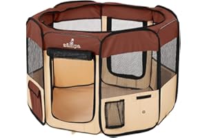 Zampa Dog Playpen Medium 45"x45"x24" Pop Up Portable Playpen for Dogs and Cat, Foldable | Indoor/Outdoor Pen & Travel Pet Carrier + Carrying Case.
