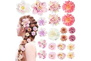 SHEHARUHI 21 PCS Flowers Hair Accessories for Women and Girls Boho Hair Barrettes Clips Floral Rose Bride Headpiece for Wedding Festival