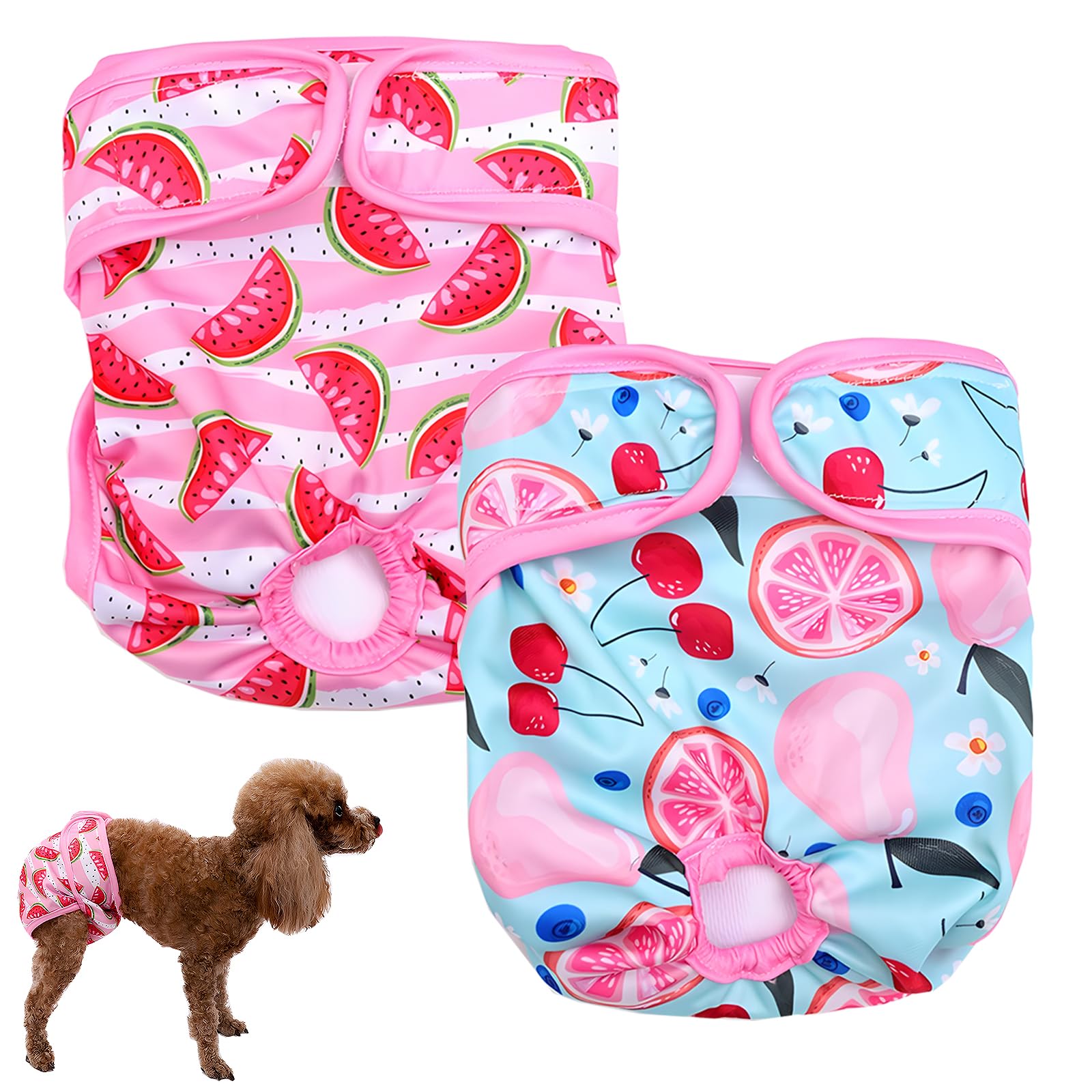 LURVOUS 2 Pack Dog Nappies, Reusable Dog Period Pants, Washable Female Period Pants for Dogs, Female Pet Pant Dog Season Pant, Puppy Sanitary Diapers Wraps for Medium Incontinence Dogs, 40-50cm (M)