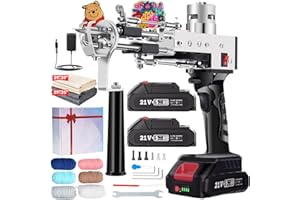 Riiai Cordless Tufting Gun 2024 Upgrated, Tufting Gun Starter Kit with 2×2.0Ah Battery, Rug Making Kit Cut Loop Pile, Battery Powered Rug Tufting Gun Kit for Carpet Making, 2.5H Lasting