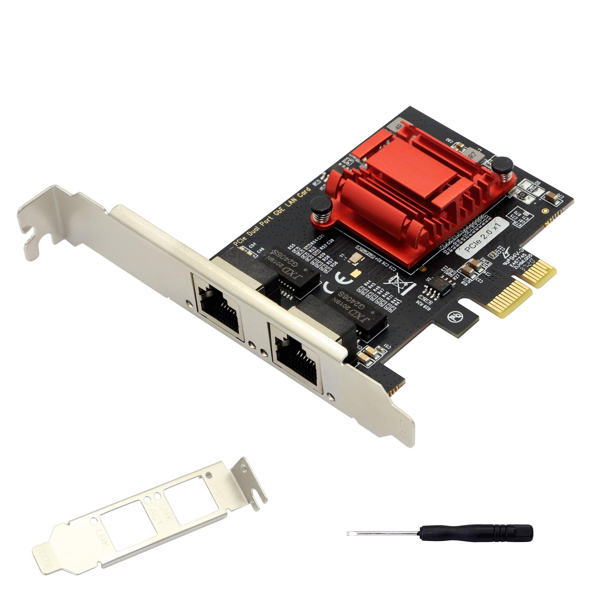 Dual Port Gigabit Ethernet Converged PCI-E x1 card,2X RJ45 Gigabit Network Interface Controller Adapter,with 82575EB Chipset for Desktops,work stations,servers, with Low Profile Bracket.