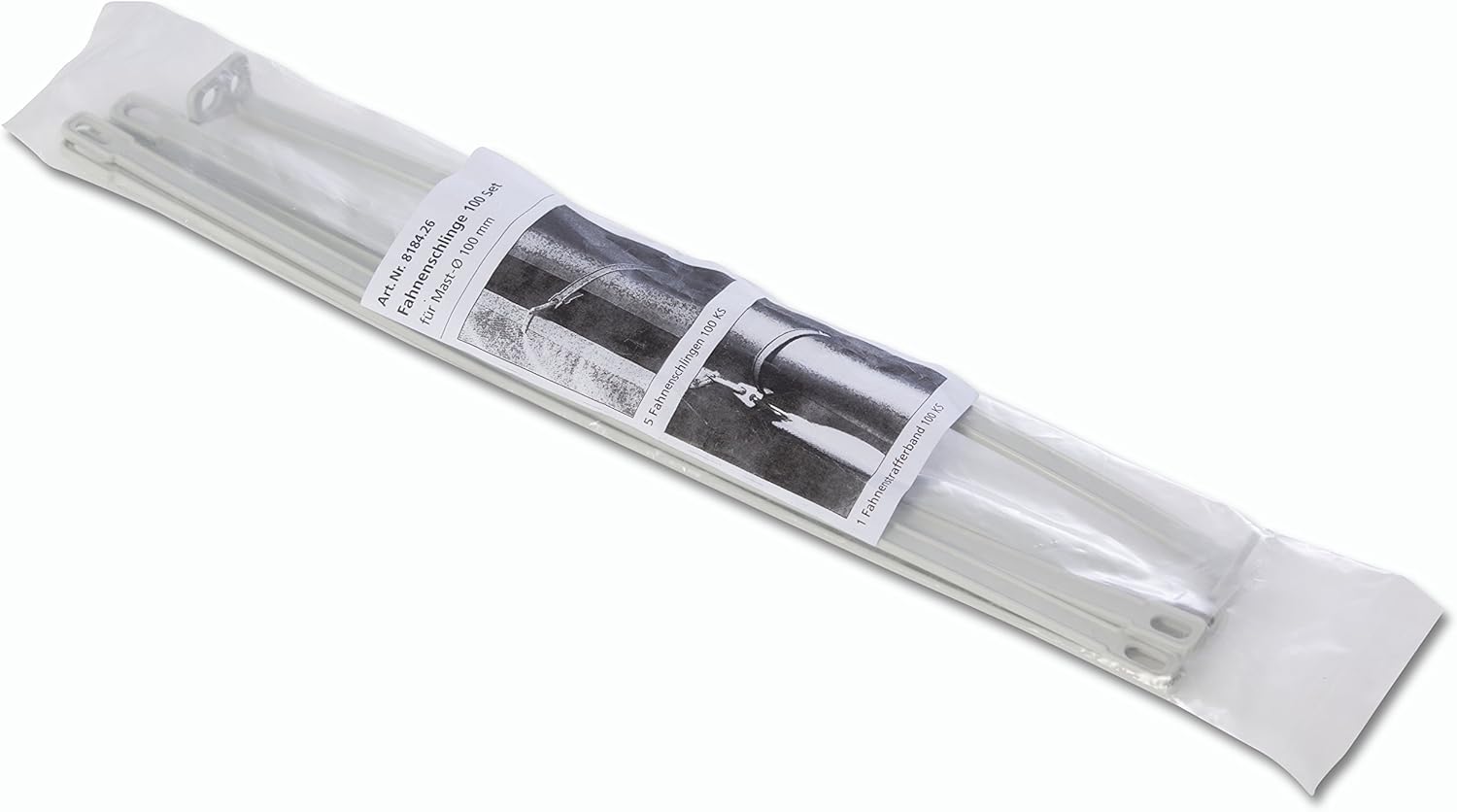 FBS 4 x flag slings set made of plastic with 1 x flag tensioner tape for poles I flagpoles up to 100 mm diameter - Image 4