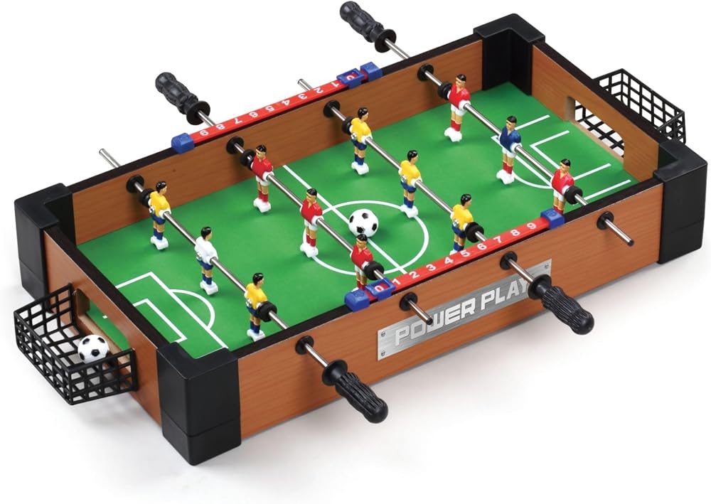 Power Play Tabletop Football Game 16 Inch Wood Table Top Foosball 6 Side