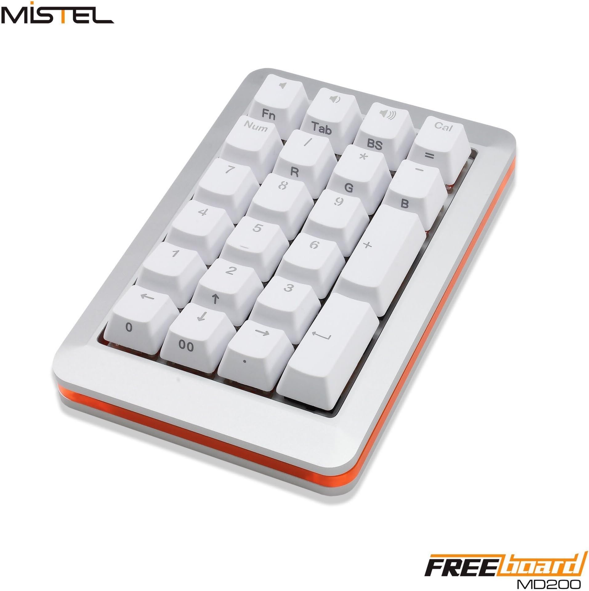 Mistel MD200 Freeboard Backlit Doubleshot PBT RGB Aluminum Mechanical Numpad with Cherry MX Switches (Cherry MX Red, Silver Aluminum Case)
