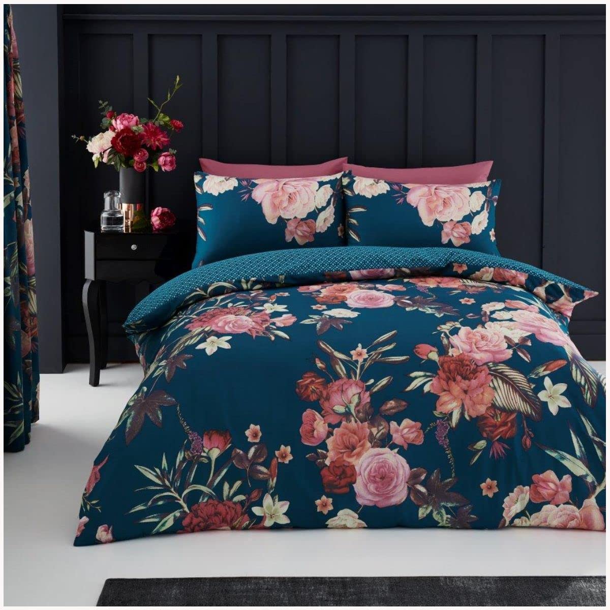 GC GAVENO CAVAILIA Polycotton Duvet Cover Single, Comfy & Cosy Printed Bedding Quilt Set, Floral Bed Set, Teal