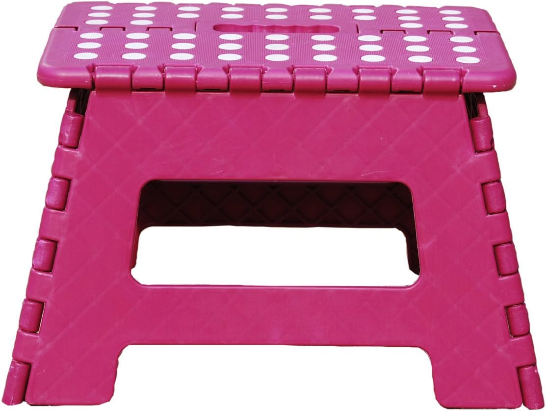 db Living Plastic Folding Step Stool with Handle 12" Wide of Kids or Adults Stepping Stool for Kithchen,Bathroom,Bedroom (Plum)