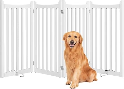 Yaheetech Wooden Dog Gate Indoor 4 Panels 202 cm L 91 cm H White
