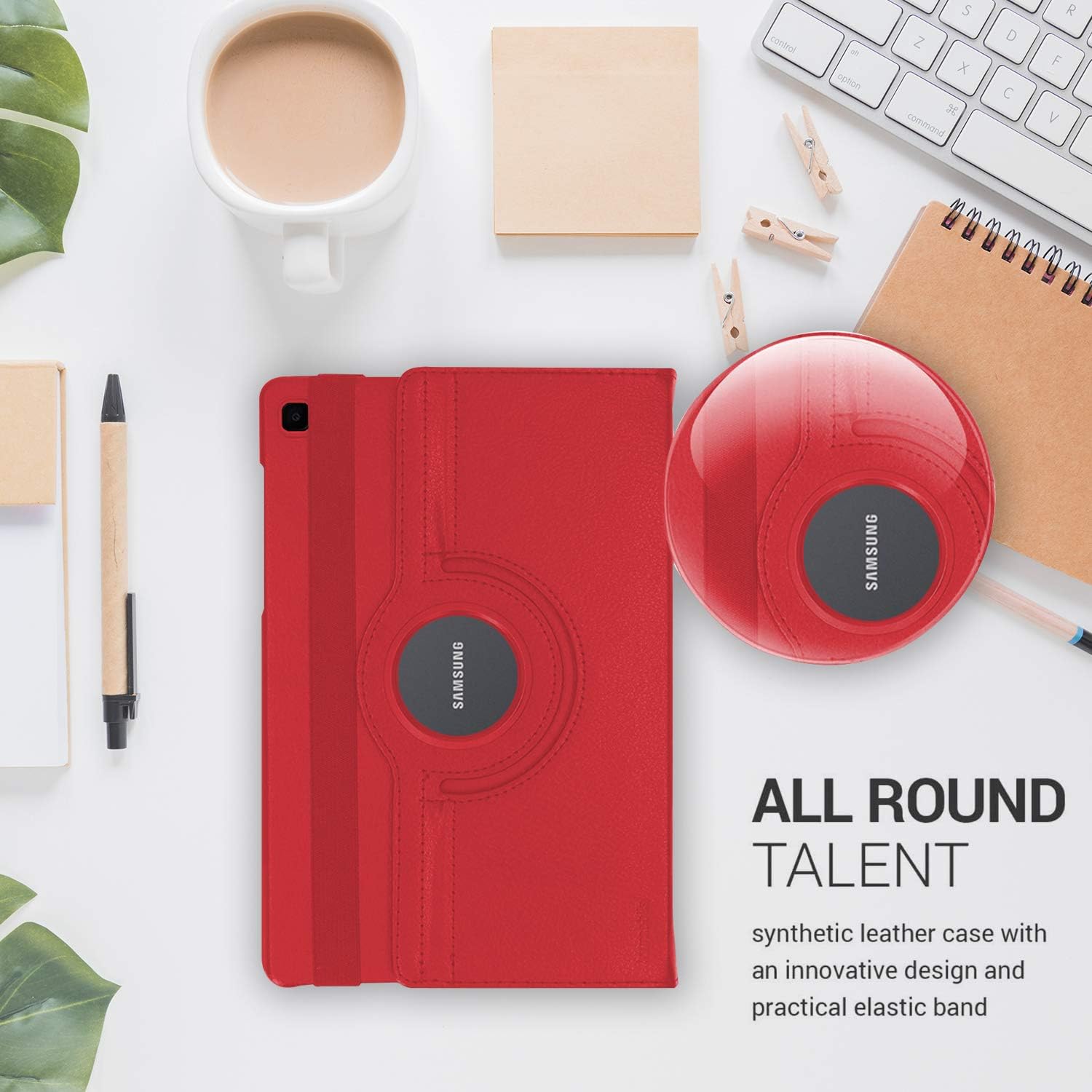 DN Technology Case For Samsung Galaxy Tab A7 10.4 inch 2022/2020 Multi Angle 360° Rotating Smart Folio Protective Tablet Cover (SM-T509/T500/T505/T507) (RED) - Image 5
