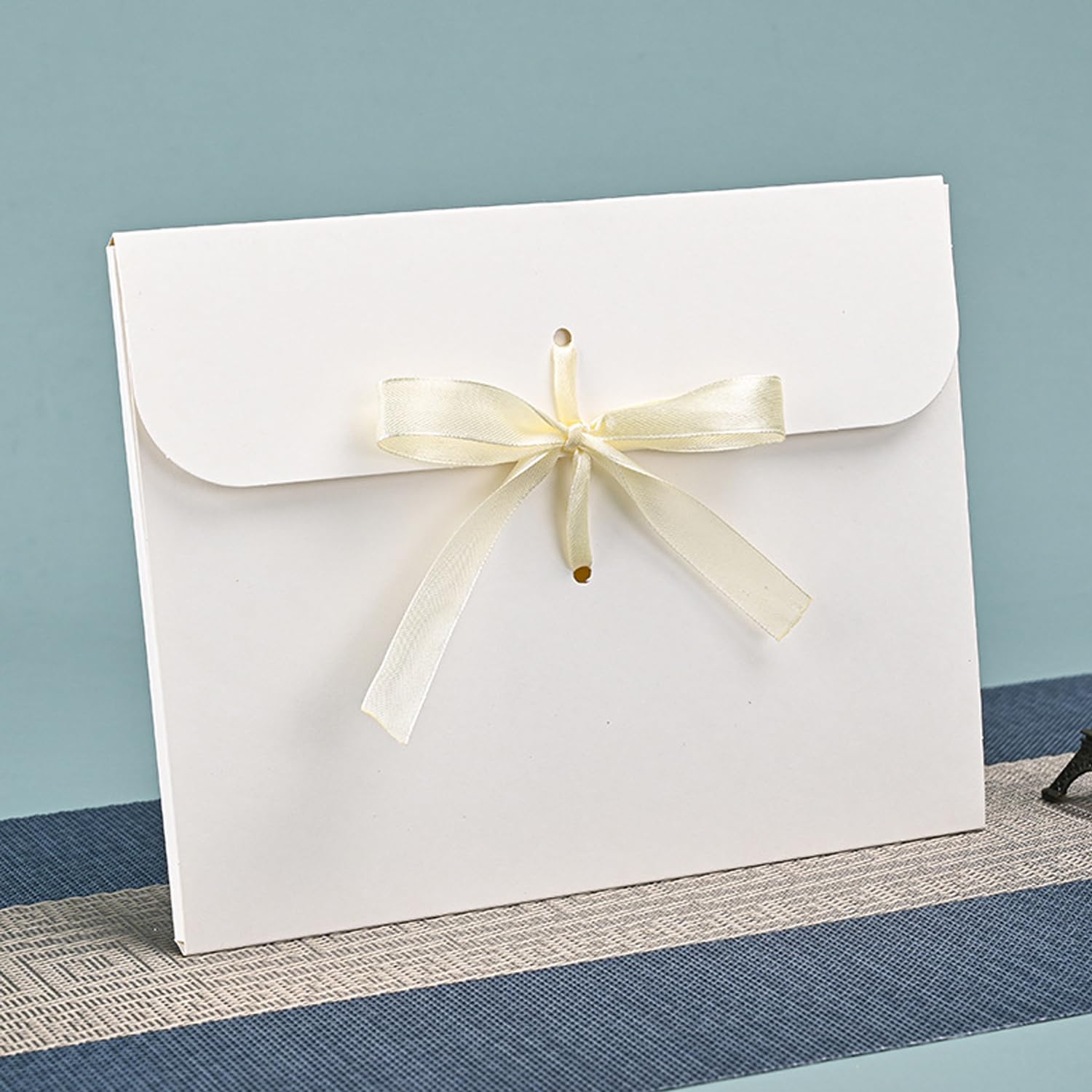 10 PCS Gift Card Envelopes Kraft Paper Envelopes Bow Ribbon Greeting Cards Holder Vintage Invitation Envelope for Christmas Anniversary Wedding Birthday Festival