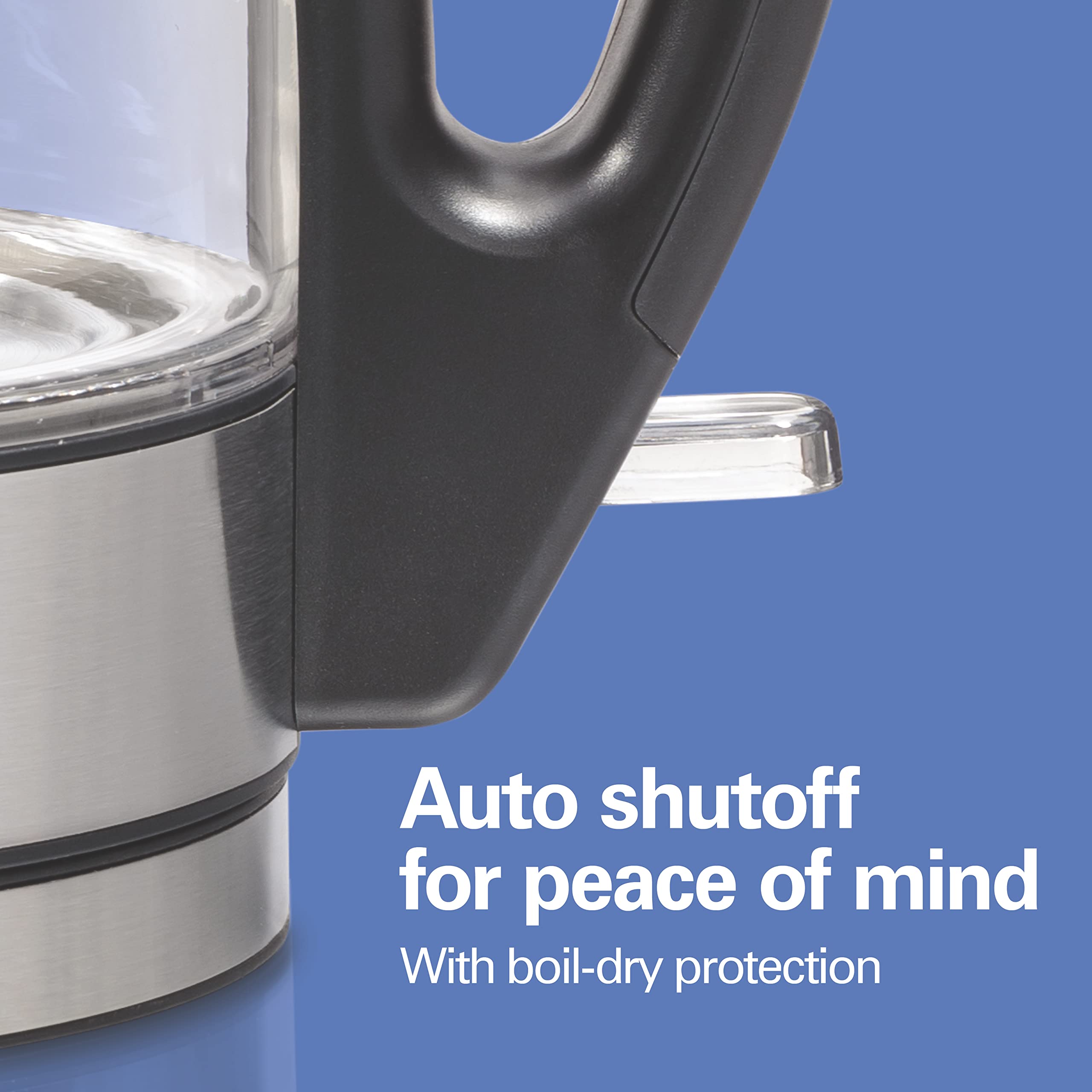 Hamilton Beach Glass Electric Tea Kettle, Water Boiler & Heater, 1 Liter, 1500 Watts for Fast, BPA Free, Cordless Serving, Auto-Shutoff & Boil-Dry Protection, Soft Blue LED (40930) - Image 4