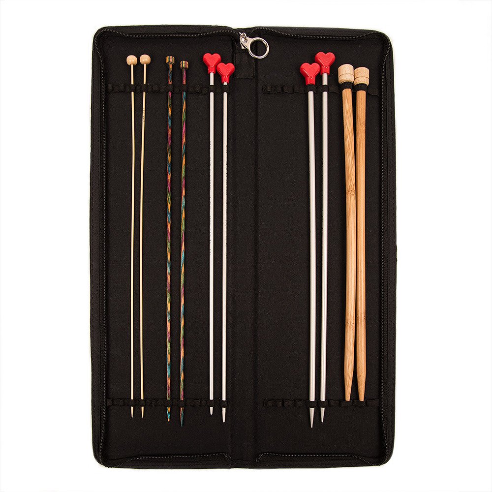 KnitPro KP10741 Fabric Knitting Pin Case: Black Jacquard Hard: 35cm