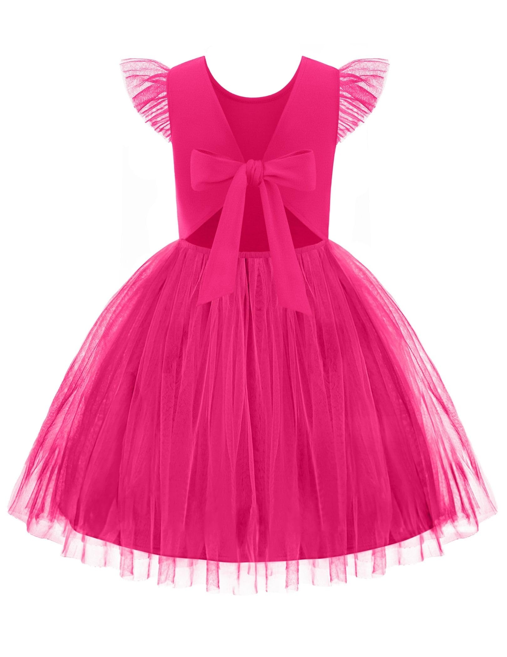 Photo 1 of Arshiner Tulle Toddler Dress Summer Party Wedding Puffy Tutu Dresses for Girls Hot Pink Size 4