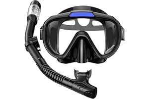Seovediary Snorkel Set Adults Snorkeling Gear Anti-Fog Panoramic View Swim Mask Dry Top Snorkel Kit with Carry Bag for Snorkeling Scuba Diving Swimming Travel