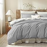 DCSKY Duvet Cover King Size,100% Egyptian Cotton 1600 Thread Count, Soft, Breathable, Skin-Friendly, Moisture-Wicking Bedding Set with Zipper Closure & Corner Ties(Grey,104''x90'')