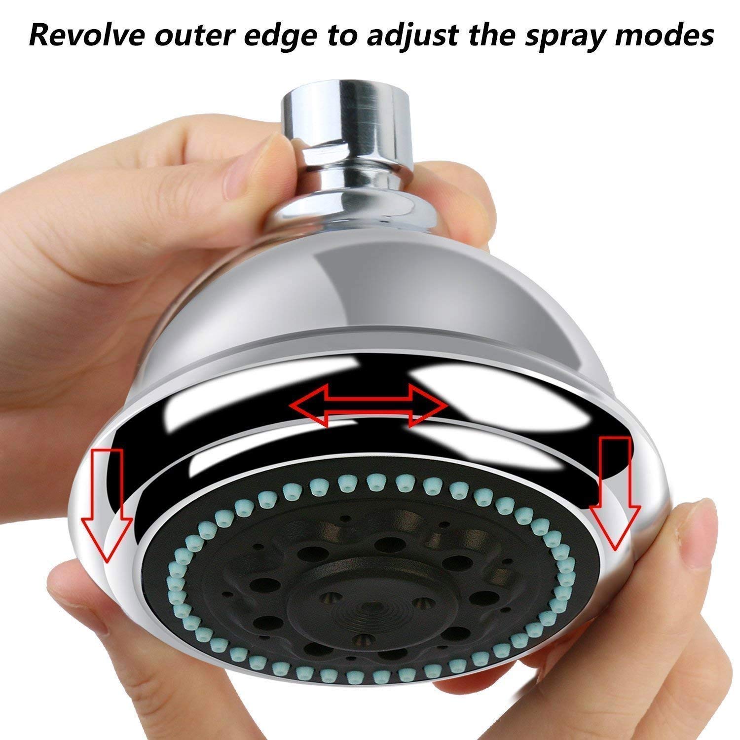 Shower-Head High Pressure 2018 NEWEST - 4.3” Rainfall Shower Head Adjustable Brass Swivel Ball Joint Fixed Showerhead with Removable Water Filter - Water-saving High-Flow Wall Showerhead - 5Modes