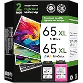 Chromojet 65XL Ink Cartridge Black Color Combo Pack Compatible for HP 65 Ink Cartridges fit for DeskJet 3755 2655 3752 2600 3