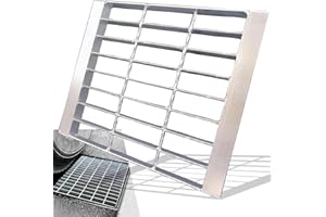 MASSLUNT Galvanized Steel Drain Grate 12x12 in for NDS Catch Basin, B-Class 28100 lbs Heavy-Duty Outdoor Driveway Trench Drainage Grate for Polylok, Square Metal Channel Sewer Cover (True 11.7x11.7)