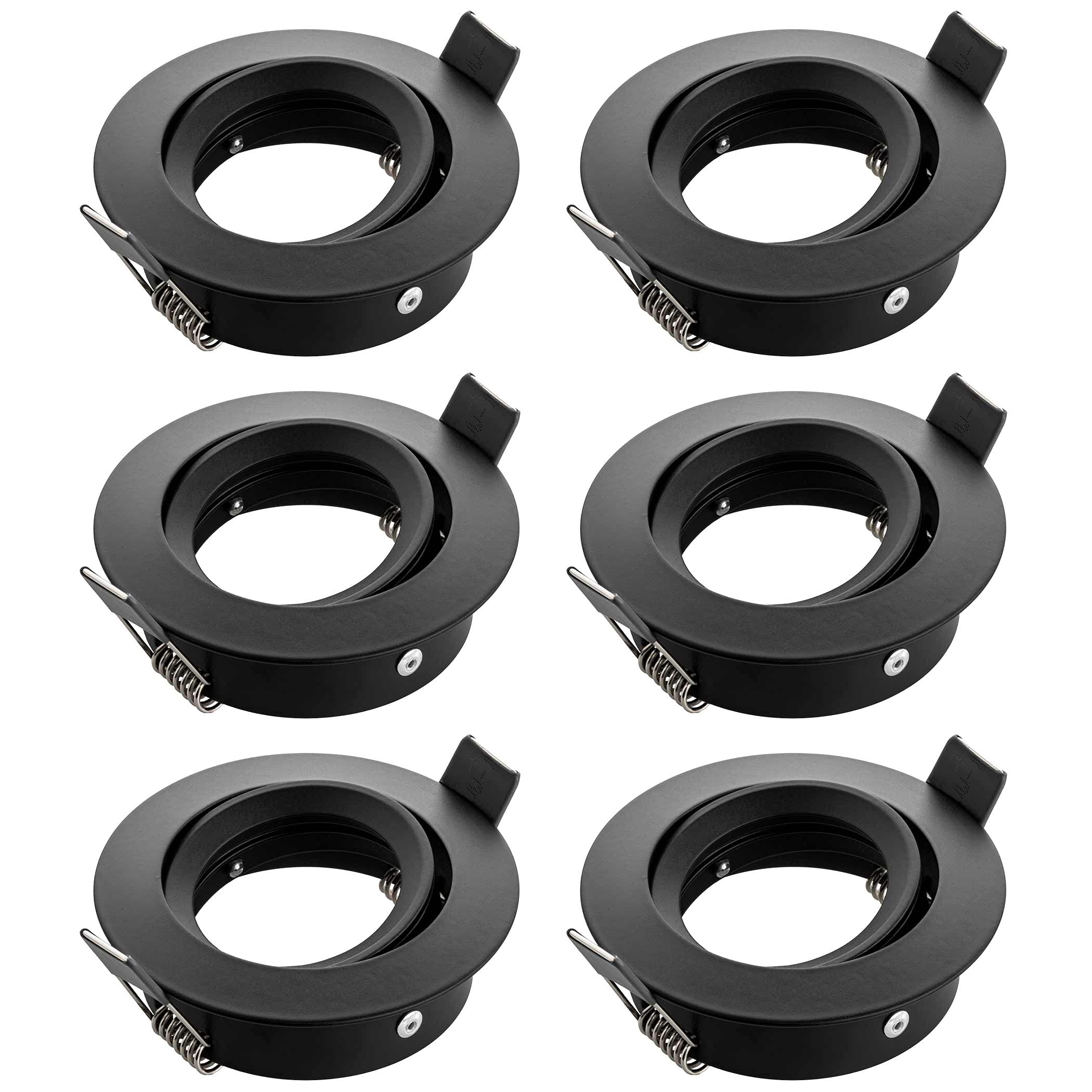 SEBSON Housing for Recessed Spotlights with GU10 Socket LED 230V - Swivelling Mounting Frame, Hole Diameter 75mm (min. 73mm, max. 77mm) - Set of 6