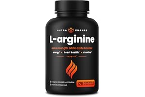 NutraChamps Premium L Arginine Supplement, 5-in-1 Nitric Oxide Supplement, L-Arginine Powder & L Citrulline Enhanced with Grape Seed & Ginger, Energy, Blood Flow, 120 Vegan Capsules