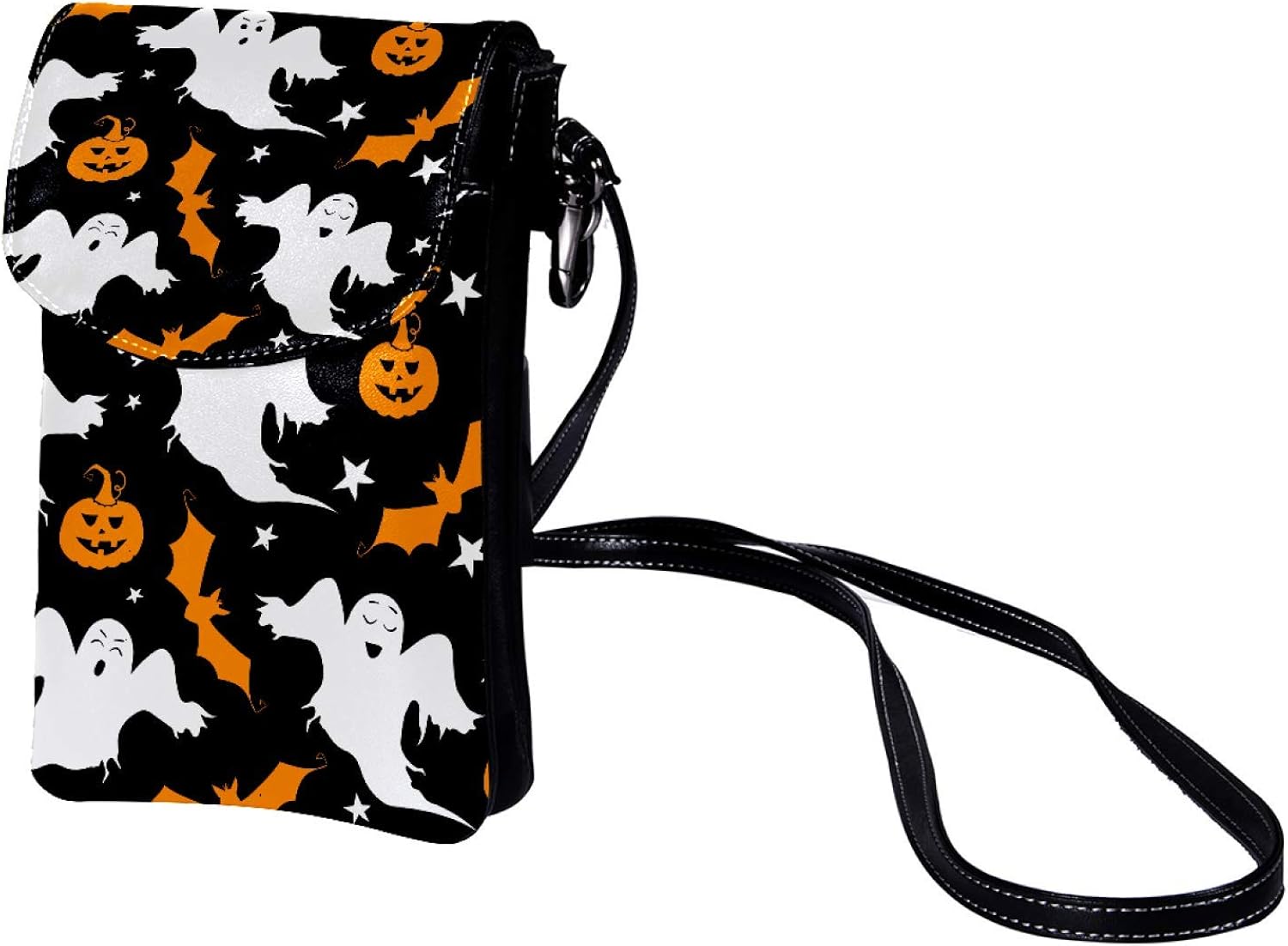 Inhomer Small Crossbody Bags Halloween Ghosts Bats Pumpkin Leather Cell