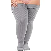 Neoviancia Plus Size Thigh High Socks for Thick Thighs Women- Thigh Highs Widened Extra Long Thick Knit Socks