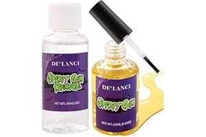 OYGCEE Spirit Gum Adhesive and Remover Kit Makeup Spirit Gum & Remover Combo Kit 13ml Spirit Face Glue+30ml Sfx Makeup Remover for Skin Professional Glue for Halloween Performance, Stage, Cosplay, Special FX