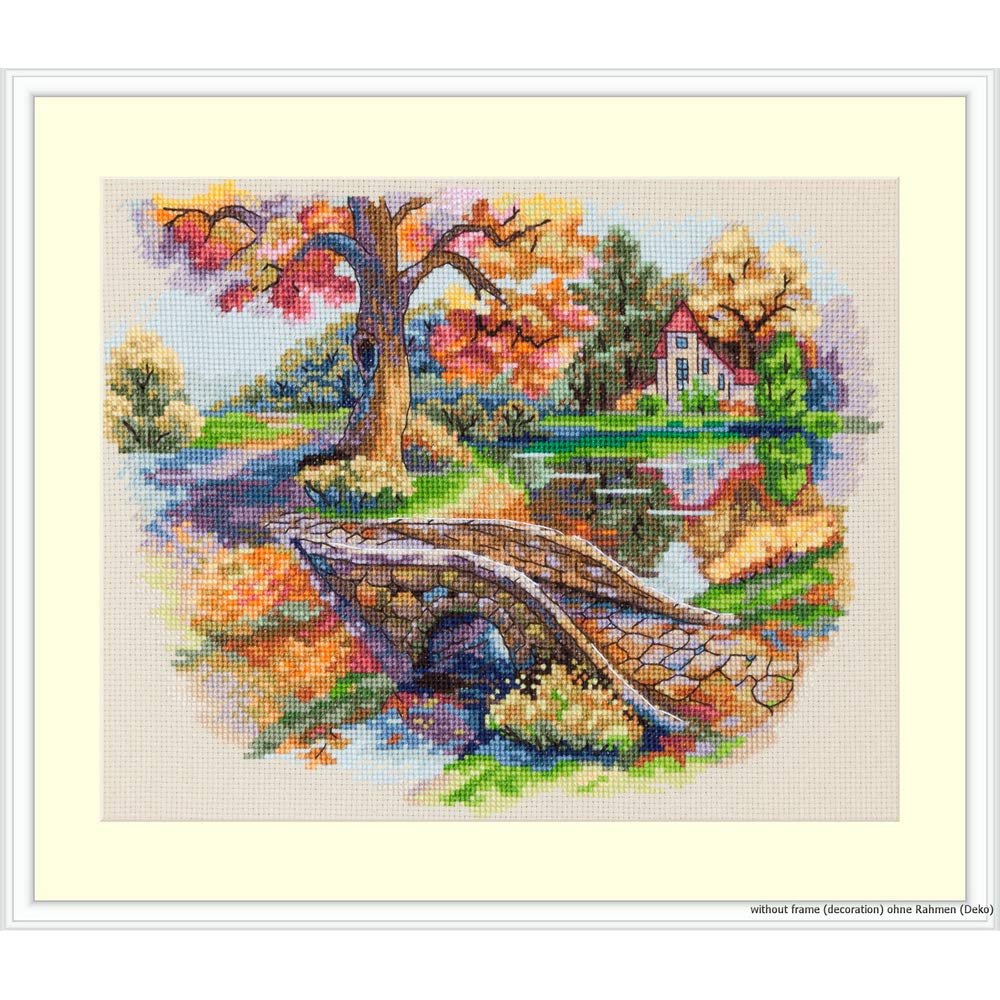 Merejka K-103 Autumn Landscape Counted Cross Stitch Kit, Cotton, Multi-Colour, 28 x 14 cm