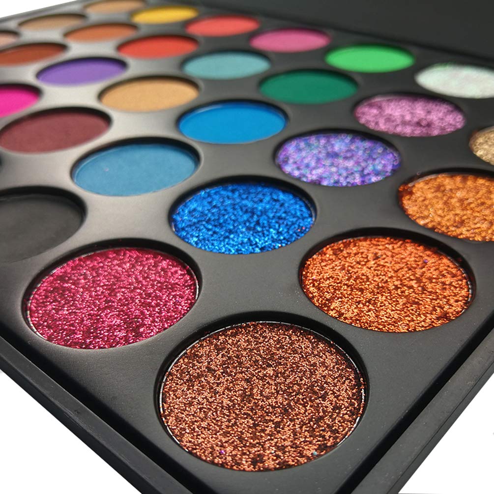 Glitter Eyeshadow Palette, FindinBeauty 35 Bright Colors Matte and Shimmery Silky Powder - Long Lasting and Pigmented Pressed Glitter Eye Shadow Makeup Set (35N10)