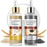 Black Rice Exfoliant and White Rice Ampoule Exfoliant, Peel Shot Glow Exfoliating Face Serum, Korean Skin Care Soft Exfoliating Body Scrub Dead Skin Cells, Blackheads Remover For All Skin Types 100ml