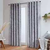 John Aird Crushed Velvet Eyelet Curtains Silver 46 Wide x 54 Drop view 2