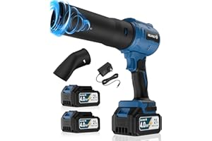 HELPNET Cordless Leaf Blower with Battery and Charger,Electric Leaf Blower,(600000)RPM,Batteries & Charger,Lightweight Handheld with Extended Nozzle,Portable Blower for Patio Cleaning,Blowing Leaves and Dust